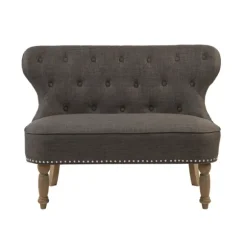Kirkland's Home Sofas & Loveseats-Charcoal Tufted Upholstered Settee