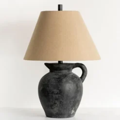 Kirkland's Home Table Lamps-Charcoal Vase Table Lamp