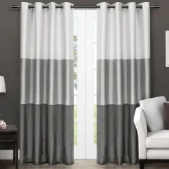 Kirkland's Home Curtains & Drapes-Chateau Stripe Curtain Panel Set, 96 In.