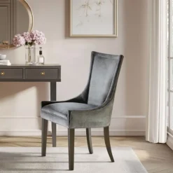 Kirkland's Home Dining Chairs-Chenille Curved Back Dining Chairs, Set Of 2