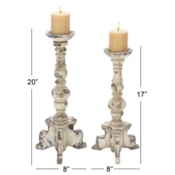 Kirkland's Home Candle Holders-Chipped Wood Pillar Candle Holders, Set Of 2