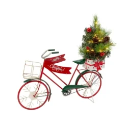 Kirkland's Home Statues & Figurines-Christmas Bicycle With Pre-Lit Tree