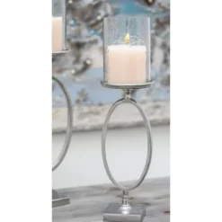 Kirkland's Home Candle Holders-Circular Center Hurricane Candle Holder
