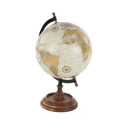 Kirkland's Home Statues & Figurines-Classic Ivory Mango Wood Base Globe