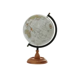 Kirkland's Home Statues & Figurines-Classic Ivory Mango Wood Base Globe
