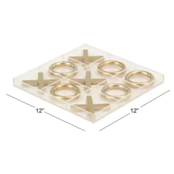 Kirkland's Home Decorative Accents-Clear And Gold Tic Tac Toe Board