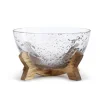 Kirkland's Home Decorative Bowls & Jars-Clear Bubbled Glass Bowl On Wood Stand