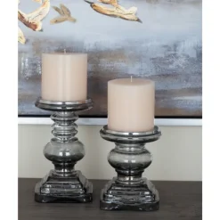 Kirkland's Home Candle Holders-Clear Glass Column Candle Holders, Set Of 2