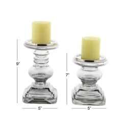 Kirkland's Home Candle Holders-Clear Glass Column Candle Holders, Set Of 2