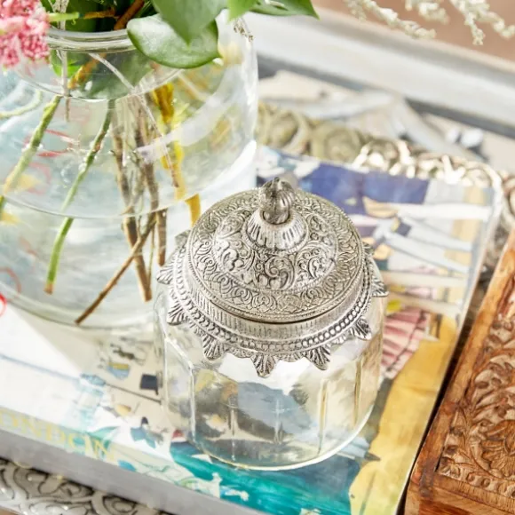 Kirkland's Home Decorative Bowls & Jars-Clear Glass Jars With Decorative Lids, Set Of 3