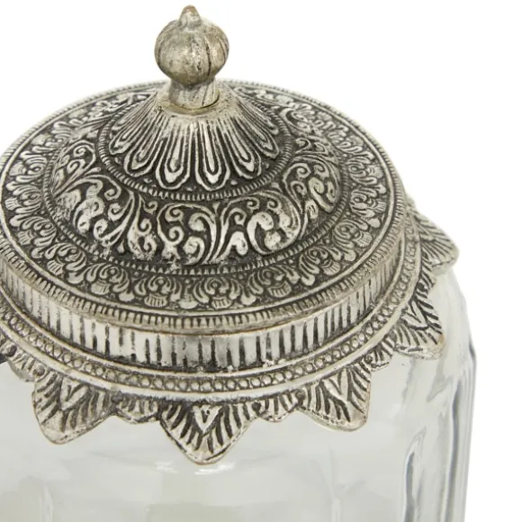 Kirkland's Home Decorative Bowls & Jars-Clear Glass Jars With Decorative Lids, Set Of 3