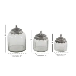 Kirkland's Home Decorative Bowls & Jars-Clear Glass Jars With Decorative Lids, Set Of 3