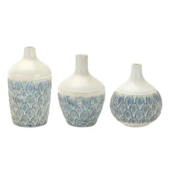 Kirkland's Home Vases-Coastal Scalloped Vases, Set Of 3