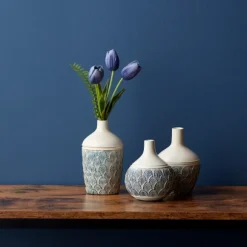 Kirkland's Home Vases-Coastal Scalloped Vases, Set Of 3