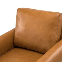 Kirkland's Home Accent Chairs-Cognac Faux Leather And Wood Accent Chair