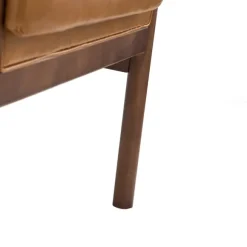 Kirkland's Home Accent Chairs-Cognac Faux Leather And Wood Accent Chair