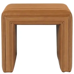 Kirkland's Home Benches & Ottomans-Cognac Leather Arch Ottoman