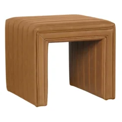 Kirkland's Home Benches & Ottomans-Cognac Leather Arch Ottoman