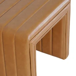 Kirkland's Home Benches & Ottomans-Cognac Leather Arch Ottoman