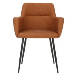 Kirkland's Home Dining Chairs-Cognac Vegan Leather Dining Chairs, Set Of 2