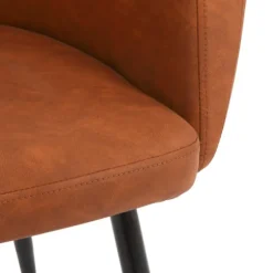 Kirkland's Home Dining Chairs-Cognac Vegan Leather Dining Chairs, Set Of 2