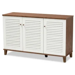 Kirkland's Home Entryway Furniture-Collier Two-Tone 3-Door Shoe Storage Cabinet