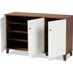 Kirkland's Home Entryway Furniture-Collier Two-Tone 3-Door Shoe Storage Cabinet