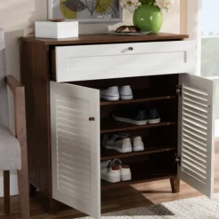 Kirkland's Home Entryway Furniture-Collier Two-Tone Drawer Shoe Storage Cabinet