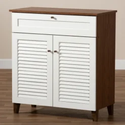 Kirkland's Home Entryway Furniture-Collier Two-Tone Drawer Shoe Storage Cabinet