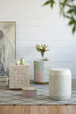 Kirkland's Home Accent & End Tables-Color Capiz Shell Accent Table