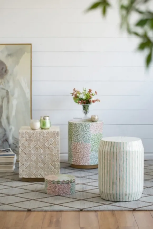 Kirkland's Home Accent & End Tables-Color Capiz Shell Accent Table