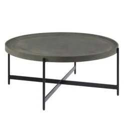Kirkland's Home Coffee Tables-Concrete Round Tray Top Coffee Table