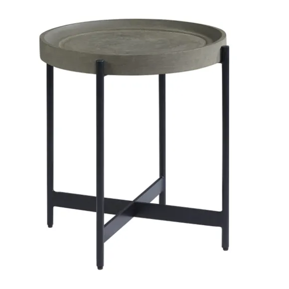 Kirkland's Home Accent & End Tables-Concrete Round Tray Top Side Table