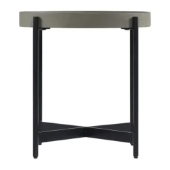 Kirkland's Home Accent & End Tables-Concrete Round Tray Top Side Table
