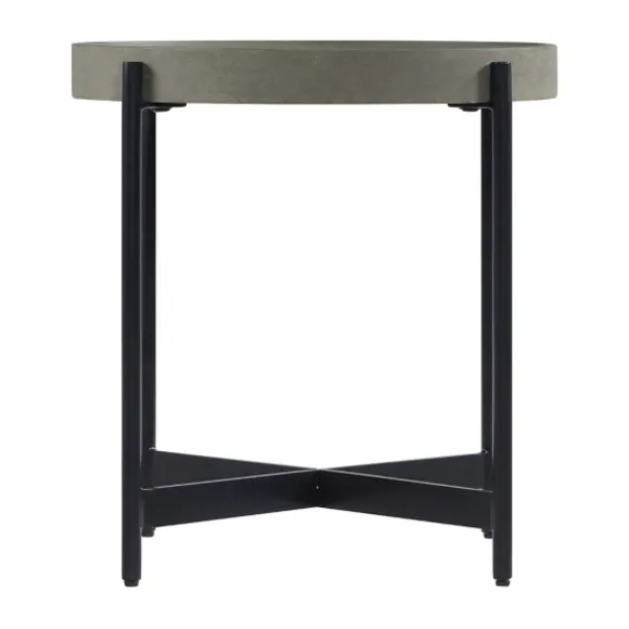 Kirkland's Home Accent & End Tables-Concrete Round Tray Top Side Table