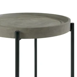 Kirkland's Home Accent & End Tables-Concrete Round Tray Top Side Table
