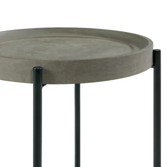 Kirkland's Home Accent & End Tables-Concrete Round Tray Top Side Table