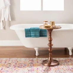 Kirkland's Home Accent & End Tables-Copper Plated Accent Table With Mango Wood Top