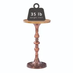 Kirkland's Home Accent & End Tables-Copper Plated Accent Table With Mango Wood Top