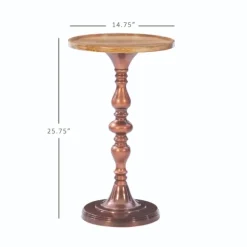 Kirkland's Home Accent & End Tables-Copper Plated Accent Table With Mango Wood Top