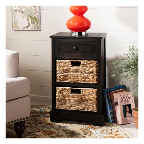 Kirkland's Home Accent & End Tables-Cora Accent Table With Woven Storage Baskets