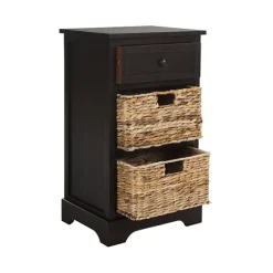 Kirkland's Home Accent & End Tables-Cora Accent Table With Woven Storage Baskets