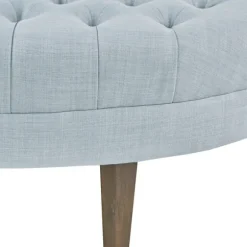 Kirkland's Home Benches & Ottomans-Cory Tufted Dusty Linen Ottoman