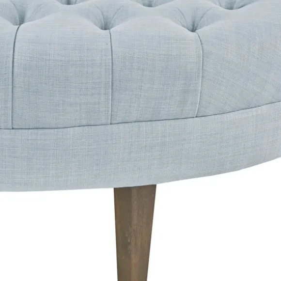 Kirkland's Home Benches & Ottomans-Cory Tufted Dusty Linen Ottoman