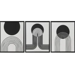 Kirkland's Home Canvas Art-Cosmic Curl Geometric 3-Pc. Grayscale Wall Art