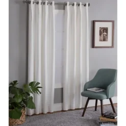 Kirkland's Home Curtains & Drapes-Cream Box Pleated Single Curtain Panel, 84 In.