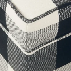 Kirkland's Home Benches & Ottomans-Cream Buffalo Plaid Upholstered Storage Ottoman