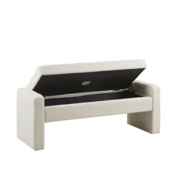 Kirkland's Home Benches & Ottomans-Cream Button Tufted Upholstered Storage Bench