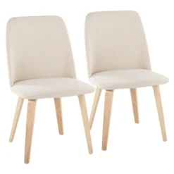 Kirkland's Home Dining Chairs-Cream Faux Leather Wood Dining Chairs, Set Of 2