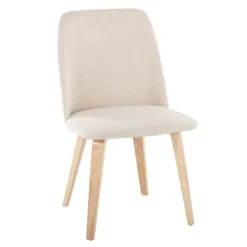 Kirkland's Home Dining Chairs-Cream Faux Leather Wood Dining Chairs, Set Of 2